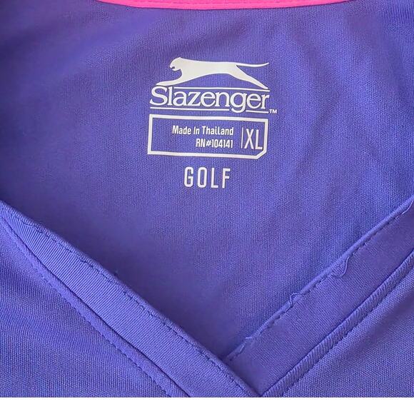 Slazenger purple v-neck short sleeve polo shirt - XL - Picture 2 of 4